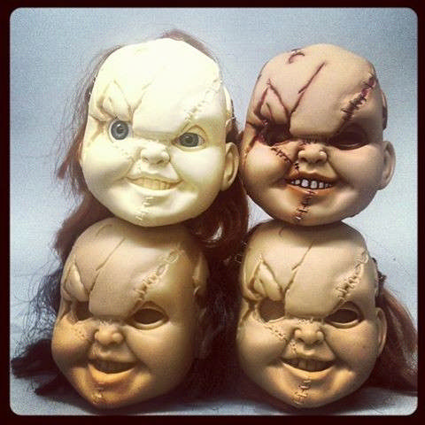 Mezco’s Mega Chucky heads during development