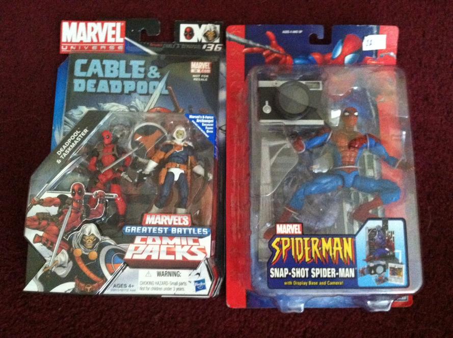 mu deadpool/ taskmaster 2 pack and spiderman classics snap shot spidey