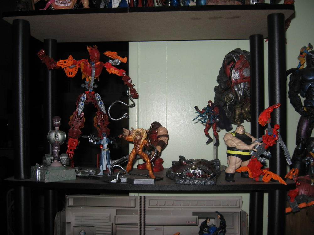 Brotherhood battles Bionicle Sentinels in the Grant Morrison style.