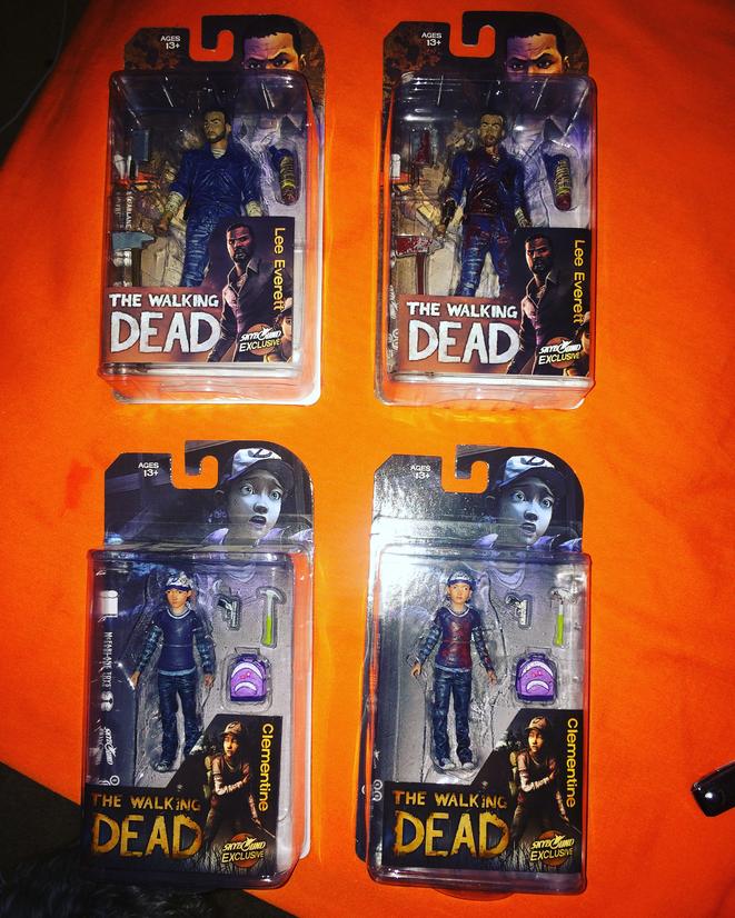 The walking dead game lee Everett color and lee Everett blood splatter version also clementine regular color and blood splatter version just gottem in today!