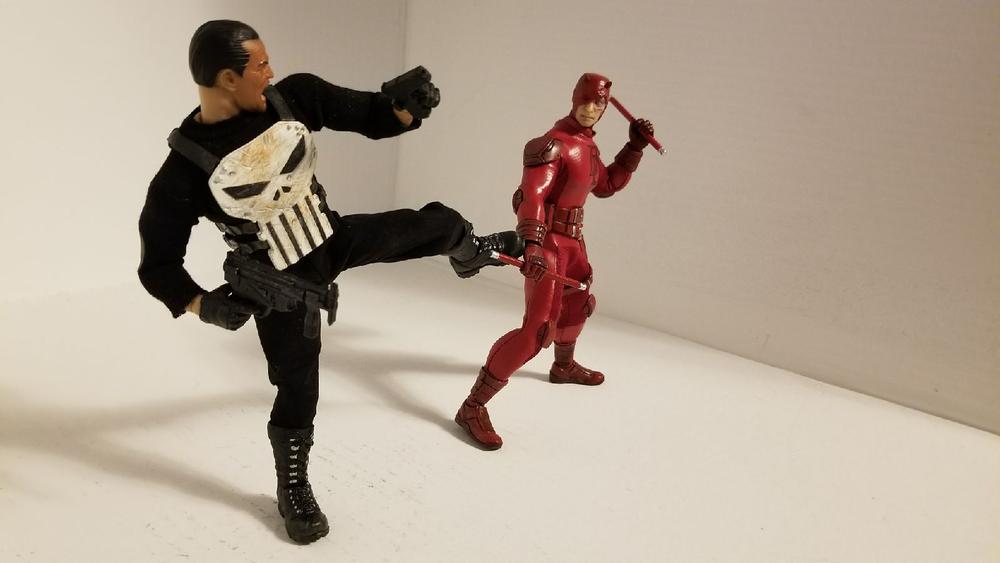 Daredevil (authentic) vs Punisher (knockoff)