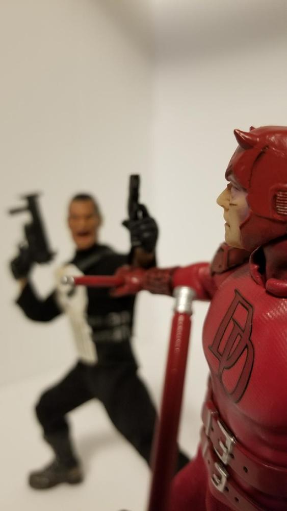Daredevil (authentic) vs Punisher (knockoff)