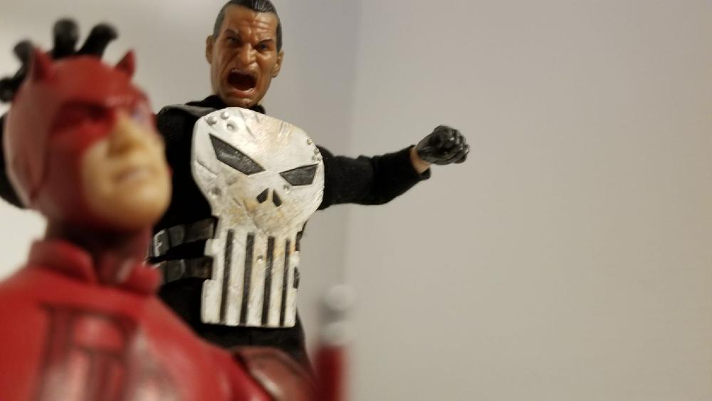 Daredevil (authentic) vs Punisher (knockoff)