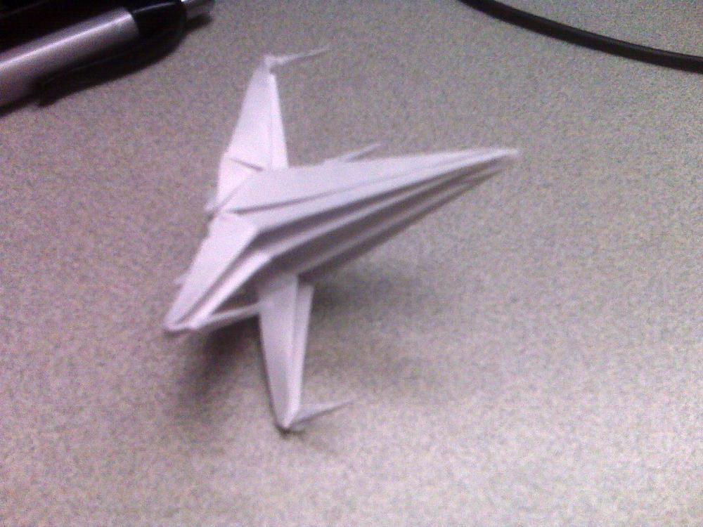 X-Wing 1. My first attempt at a paper X-Wing. I started with a 6" square sheet of paper.