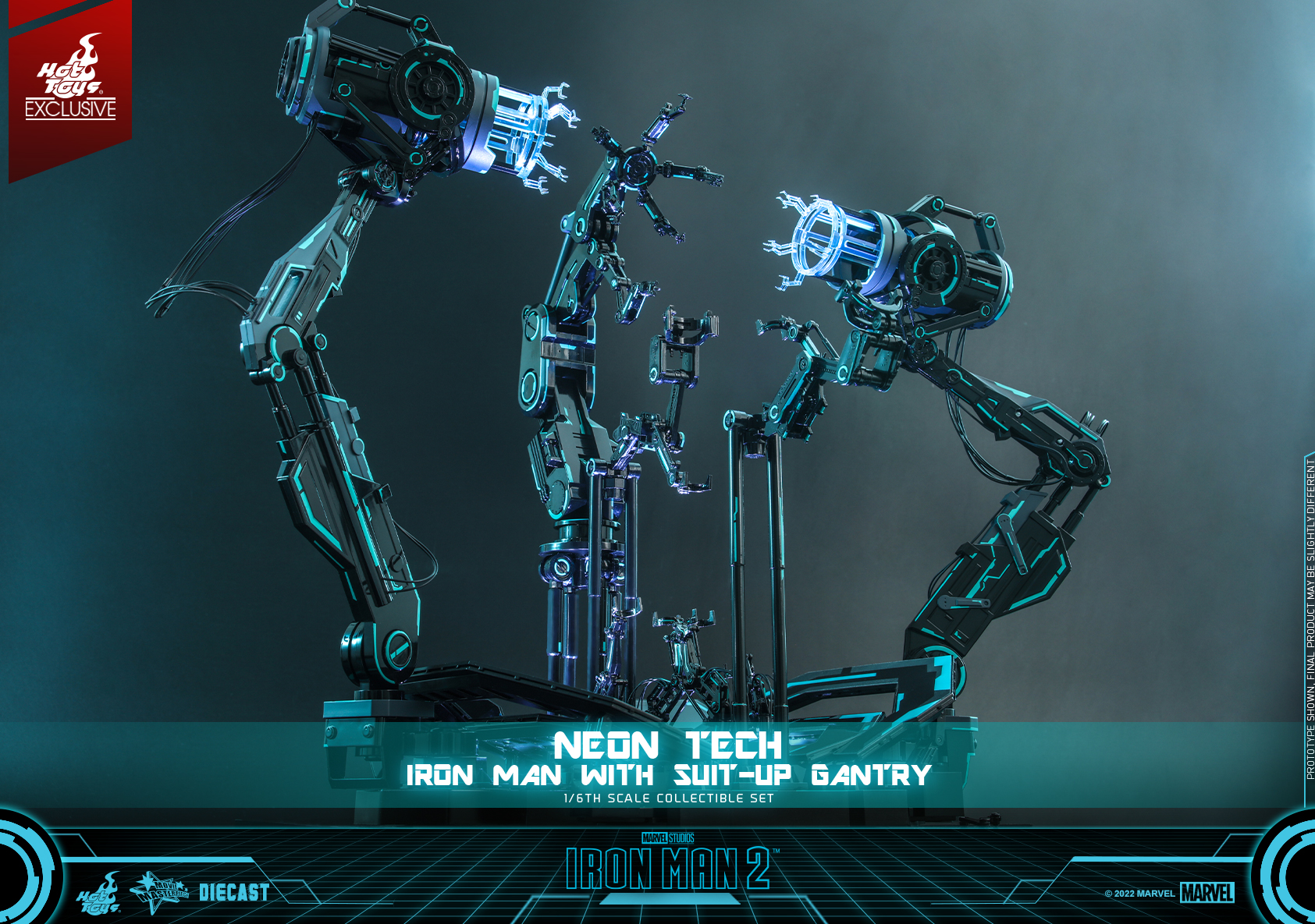 Hot Toys Neon Tech Iron Man with Suit-Up Gantry - The Toyark - News