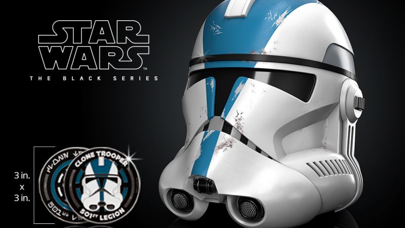 STAR WARS THE BLACK SERIES CLONE TROOPER (501ST LEGION) ELECTRONIC HELMET and (501ST LEGION) Challenge Coin Banner 8